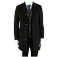 thumbnail image 1 of hopeusince Men's Classic Notch Lapel Long Sleeve Wool Overcoat Business Warm Winter Coat with Vest Black L, 1 of 4