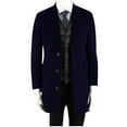 thumbnail image 1 of hopeusince Men's Classic Notch Lapel Long Sleeve Wool Overcoat Business Warm Winter Coat with Vest Navy XL, 1 of 5