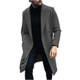 thumbnail image 1 of hopeusince Men's Double Breasted Wool Overcoat Warm Trench Coat Slim Fit Winter Long Pea Coat Business Outwear with Two Buttons Gray XXL, 1 of 6