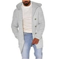 thumbnail image 1 of hopeusince Men's Hooded Cardigan Sweater Long Sleeve Button Up Slim Fit Winter Warm Outwear Overcoat with Pockets Gray M, 1 of 7