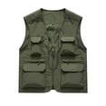 thumbnail image 1 of hopeusince Men's Lightweight Quick Dry Multi Pockets Zip-Up Vest Photographer Fishing Travel Vest Army Green L, 1 of 4