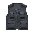 thumbnail image 1 of hopeusince Men's Lightweight Quick Dry Multi Pockets Zip-Up Vest Photographer Fishing Travel Vest Gray M, 1 of 4