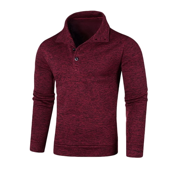 hopeusince Men's Long Sleeve Turtleneck Henley Shirts Slim Fit Pullover Basic Tops T-Shirts Wine M