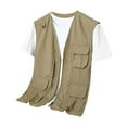 thumbnail image 1 of hopeusince Men's Multi-Pocket Quick Dry Vest Lightweight Breathable Fishing Hiking Travel Vest with Detachable Hood Khaki L, 1 of 4