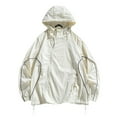 thumbnail image 1 of hopeusince Men's Splice Color Block Windbreaker Jacket Full Zip Hooded Lightweight Outdoor Coats with Pockets White XXL, 1 of 6