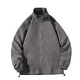 thumbnail image 1 of hopeusince Men's Stand Collar Plain Zip Up Long Sleeve Windproof Lightweight Sport Tracksuit Jacket with Zipper Pockets Dark Gray M, 1 of 8