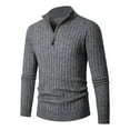 thumbnail image 1 of hopeusince Men's Turtleneck Zipper Ribbed Knitted Sweater Slim Fit Jumper Tops Dark Gray M, 1 of 5