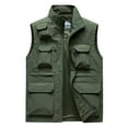 thumbnail image 1 of hopeusince Men's Winter Outdoor Sports Travel Vest Lightweight Stand Collar Sleeveless Jacket with Multi Pockets Quick Dry Breathable Mesh Lining Photography Waistcoat Army Green XL, 1 of 2