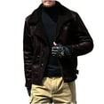 thumbnail image 1 of hopeusince Men's Winter Warm Faux Leather Jacket Thickened Fleece Lapel Motorcycle Biker Coat Outwear with Pockets Coffee L, 1 of 6