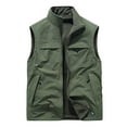 thumbnail image 1 of hopeusince Men's Winter Warm Sleeveless Vest Corduroy Stand Collar Zipper Pockets Quilted Waistcoat Outerwear Army Green XXXXL, 1 of 4