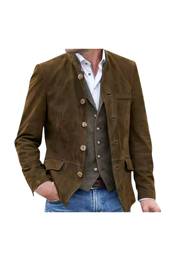 hopeusince Menswear Stylish Slim Fit Brown Blazer Jacket Vintage Retro Suit Coat Business Party Prom Wedding Tailcoat Tuxedo Brown XXXL