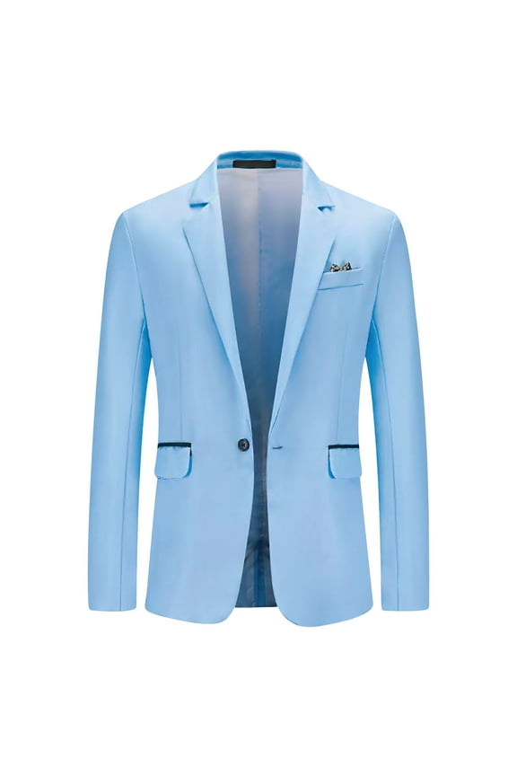 hopeusince Menswear Stylish Slim Fit Brown Blazer Jacket Vintage Retro Suit Coat Business Party Prom Wedding Tailcoat Tuxedo Sky Blue L