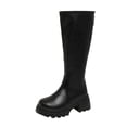 thumbnail image 1 of hopeusnice Back Zipper Knee High Boot Round Toe Sole Chunky Heel Winter Warm Boot Black 36, 1 of 9