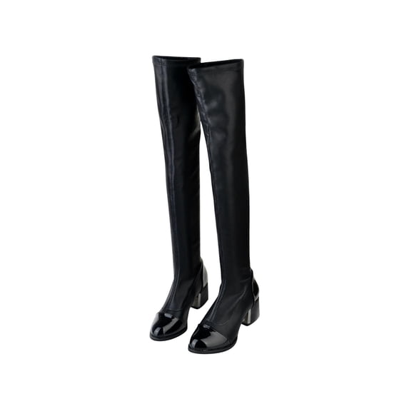 hopeusnice Boots for Women Thigh High Boots Dressy High Heel Knee Length Boots Over The Knee Fashion Comfy Warm Boots Black 36