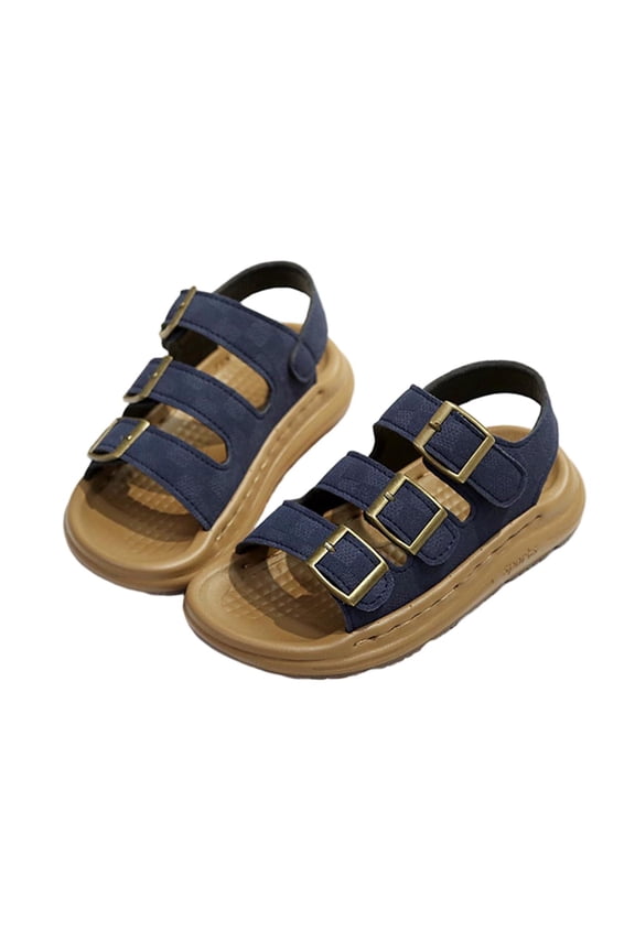 Boys Non Wear Resistant Flats Open Toe Rugged Sole Stable with Adjustable Strap Closure for Outdoor Adventures and Camping Blue 22