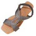 thumbnail image 1 of hopeusnice Braided Crisscross Strap Elastic Slingback Flat Sandal Women Casual Summer Footwear Gray 38, 1 of 6