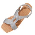 thumbnail image 1 of hopeusnice Braided Crisscross Strap Elastic Slingback Flat Sandal Women Casual Summer Footwear Silver 39, 1 of 6