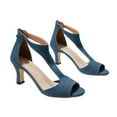 thumbnail image 1 of hopeusnice Mid Heeled Sandals for Women Dressy Summer Open Toe T-Strap Pumps Sandals Fashion Back Zip Party Wedding Dress Shoes Fashion Elegant Sandals Blue 40, 1 of 9