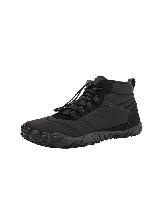 Winter Barefoot Shoes for Women Waterproof Running Shoes Hiking Shoes Toe Shoes High Warm and Non-Slip Boots Black 37