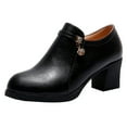 thumbnail image 1 of hopeusnice Women's Ankle Boots Chunky Heel Zipper Buckle Dress Shoes Comfortable Faux Leather Fall Winter Booties Black 40, 1 of 8