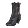 thumbnail image 1 of hopeusnice Women's Ankle Boots Side Zipper Tassel Block Heel Faux Suede Mid Calf Boots Dressy Fall Winter Shoes Black 41, 1 of 5