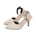 thumbnail image 1 of hopeusnice Clearance Women's Ankle Strap High Heels Pointed Toe Buckle Dress Shoes Suede Elegant Party Wedding Comfortable Footwear Beige 38, 1 of 5