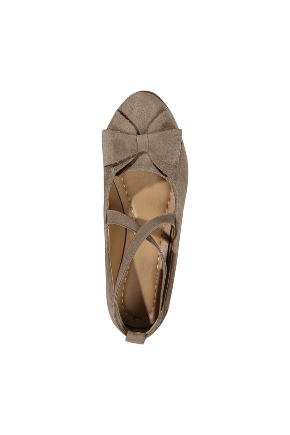 Women's Ballerina Flats Bowknot Elastic Ankle Strap Flat Shoes Slip On Ballerina Shoes for Wedding Party Dressy Flats Khaki 36