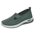 thumbnail image 1 of hopeusnice Women's Breathable Mesh Slip On Sneakers Walking Shoes Comfortable Lightweight Breathable Flat Loafers Casual Shoes Green 42, 1 of 5