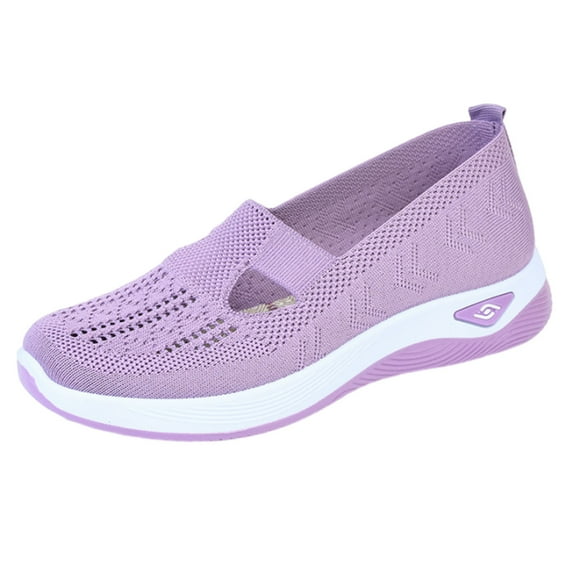 hopeusnice Women's Breathable Mesh Slip On Sneakers Walking Shoes Comfortable Lightweight Breathable Flat Loafers Casual Shoes Pink 36