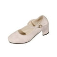 thumbnail image 1 of hopeusnice Women's Buckle Strap Block Heel Mary Jane Pumps Closed Toe Comfortable Dress Shoes Wedding Party Shoes Beige 42, 1 of 5