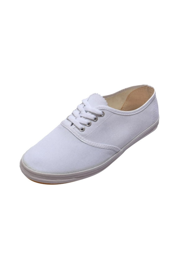 Women's Canvas Sneakers Lace Up Low Top Shoes Comfortable Breathable Lightweight Walking Shoes Flats White 39