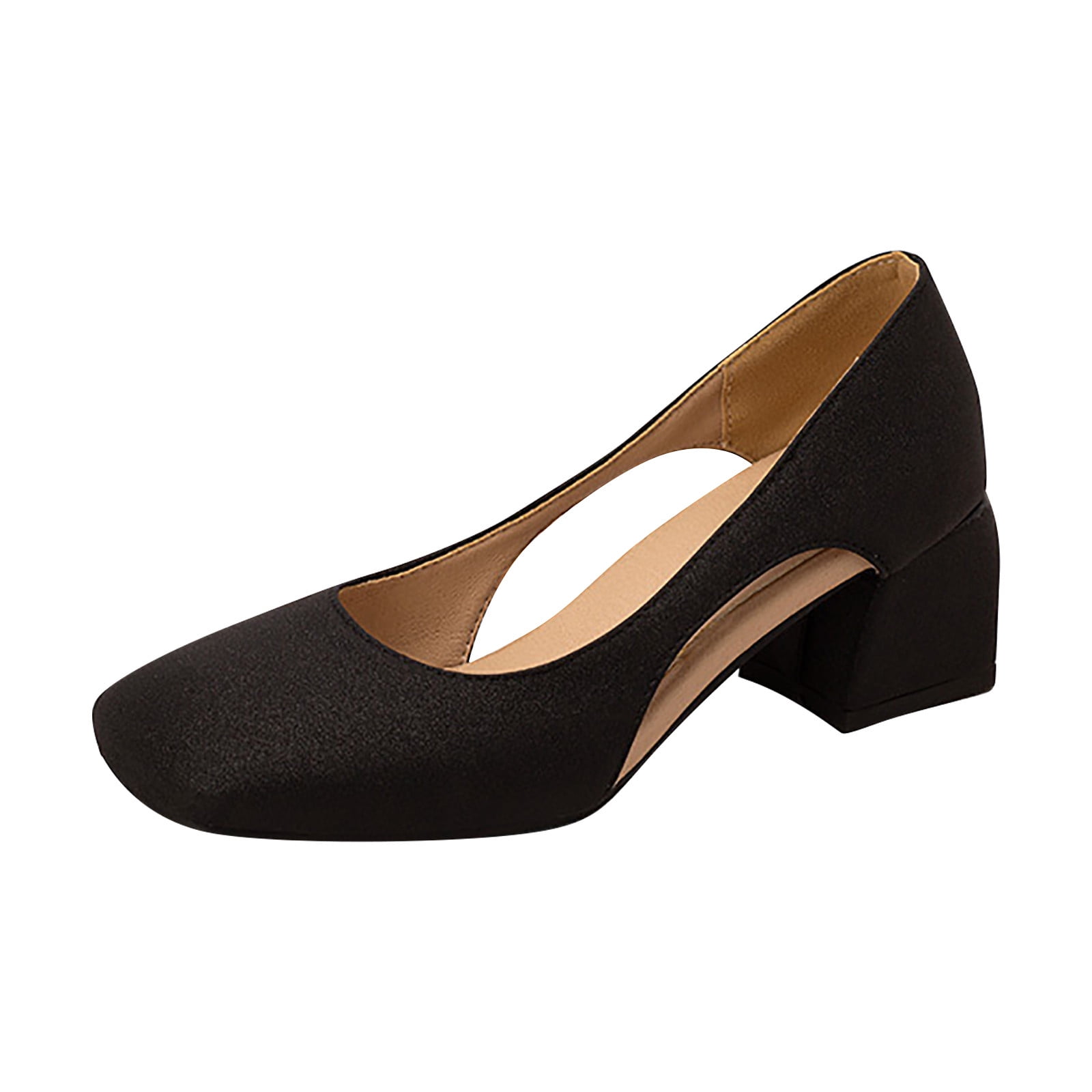 hopeusnice Clearance Women's Cut Out Block Heel Pumps Closed Toe Dress