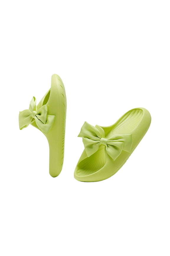 Women's Cute Bowknot Flip Flops Fashion Casual Thick Bottomed Slippers Summer Bathroom Bath Shoes Mint Green 39
