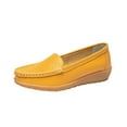 thumbnail image 1 of hopeusnice Women's Faux Leather Wedges Shoes Slip On Flats Loafers Comfortable Breathable Shoes Low Heel Walking Shoes Driving Shoes for Women Yellow 41, 1 of 4