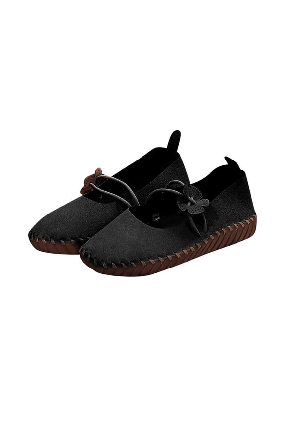 Women's Flat Shoes Slip On Loafers Comfortable Breathable Soft Sole Flower Decor Flats Walking Shoes Black 38