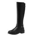 thumbnail image 1 of hopeusnice Women's Knee High Boots Faux Leather Round Toe Back Zipper Pull On Booties Elastic Low Heel Block Heel Fall Winter Shoes Black 39, 1 of 4