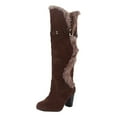 thumbnail image 1 of hopeusnice Women's Knee High Boots Fuzzy Fleece Lined Buckle Winter Warm Suede Boots Chunky Heel Comfortable Stylish Outdoor Snow Boots Brown 40, 1 of 5