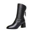 thumbnail image 1 of hopeusnice Women's Leather Boots Block Heel Ankle Boots Mid Calf Boots Zipper Boots for Fall Winter Black 39, 1 of 9