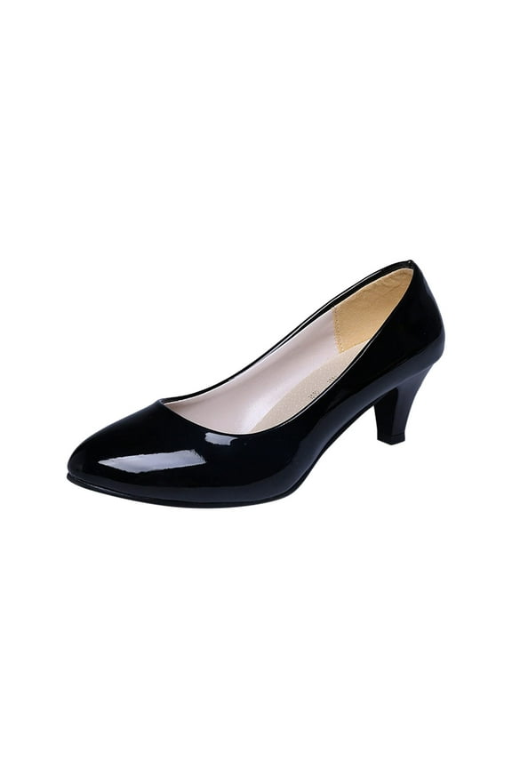 Women's Low Heel Closed Toe Pumps Comfortable Dress Shoes Work Shoes Faux Leather Office Shoes for Wedding Party Black 39