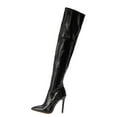 thumbnail image 1 of hopeusnice Women's Over The Knee Boots Pointed Toe High Heel Stilettos Thigh High Boots Faux Leather Zipper Party Dress Boots Black 37, 1 of 5