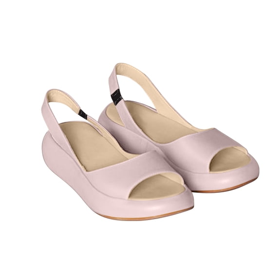 hopeusnice Women's Sandals Open Toe Slingback Summer Shoes Slip On Wedge Heels Comfortable Outdoor Walking Flats Pink 40