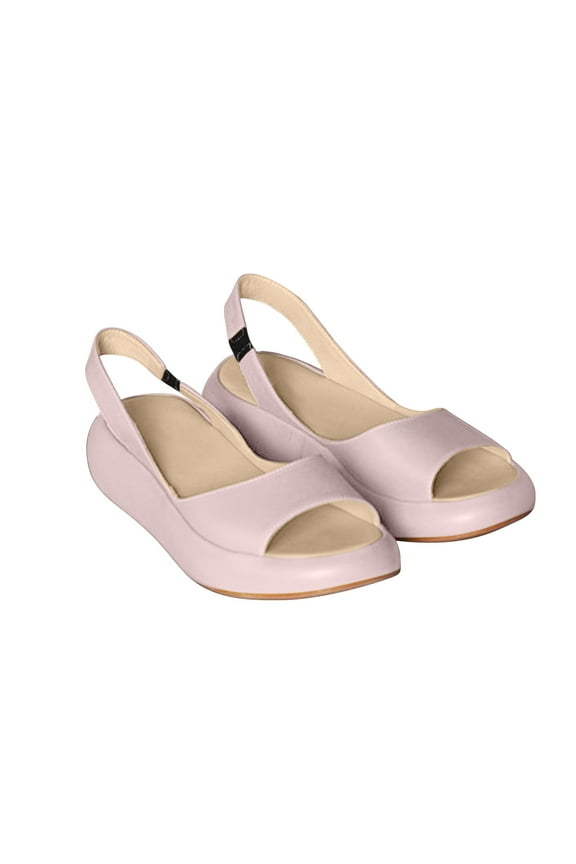 Women's Sandals Open Toe Slingback Summer Shoes Slip On Wedge Heels Comfortable Outdoor Walking Flats Pink 43