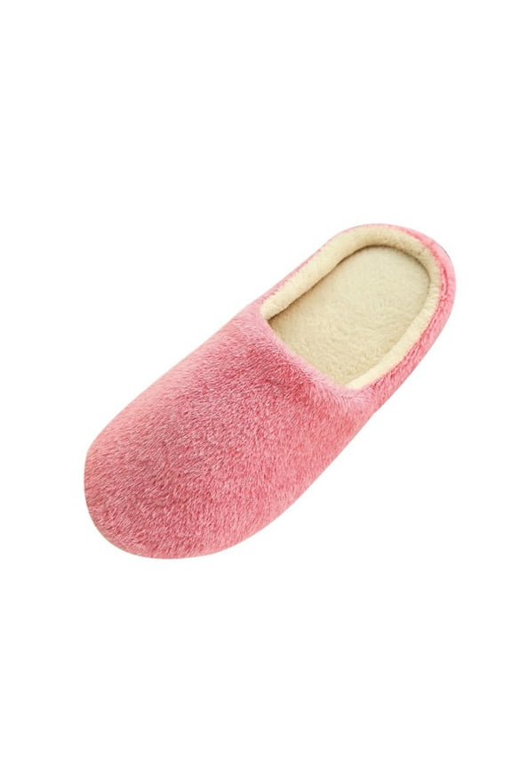 Women's Plush House Slippers Comfy Warm Fuzzy Fleece Lined Slippers Home Shoes Winter Indoor Soft Soled Slides for Couple Pink 40-41
