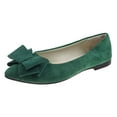 thumbnail image 1 of hopeusnice Women's Pointed Toe Bowknot Flat Shoes Slip On Ballerina Flats Comfortable Suede Flats Dress Shoes Green 43, 1 of 5