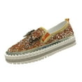 thumbnail image 1 of hopeusnice Women's Rhinestone Loafers Slip On Breathable Crystal Wedding Shoes Comfortable Flatform Sneakers Diamond Bowknot Party Shoes Orange 36, 1 of 5