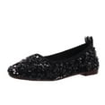 thumbnail image 1 of hopeusnice Women's Sequined Flat Ballerina Shoes Slip On Comfortable Low Heel Flats Party Wedding Bridal Shoes Black 39, 1 of 5