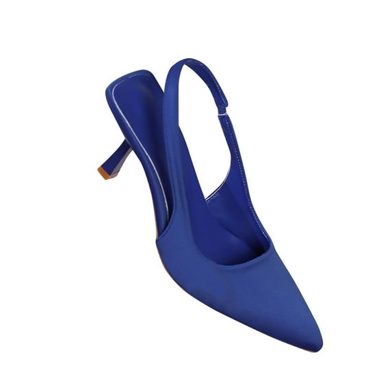 hopeusnice Women's Slingback Pointed Toe Kitten Heel Dress Pumps Low Heel Shoes Comfortable Slip On Wedding Party Bridal Shoes Blue 42