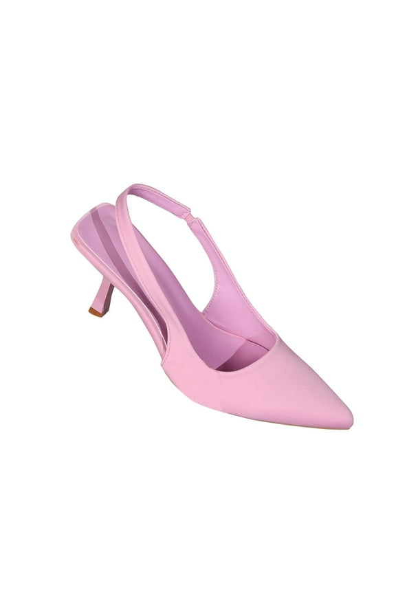 Women's Slingback Pointed Toe Kitten Heel Dress Pumps Low Heel Shoes Comfortable Slip On Wedding Party Bridal Shoes Pink 37