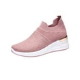thumbnail image 1 of hopeusnice Women's Slip On Sneakers Breathable Mesh Knit Walking Shoes Comfortable Lightweight Running Shoes Wedge Sneakers Pink 38, 1 of 9