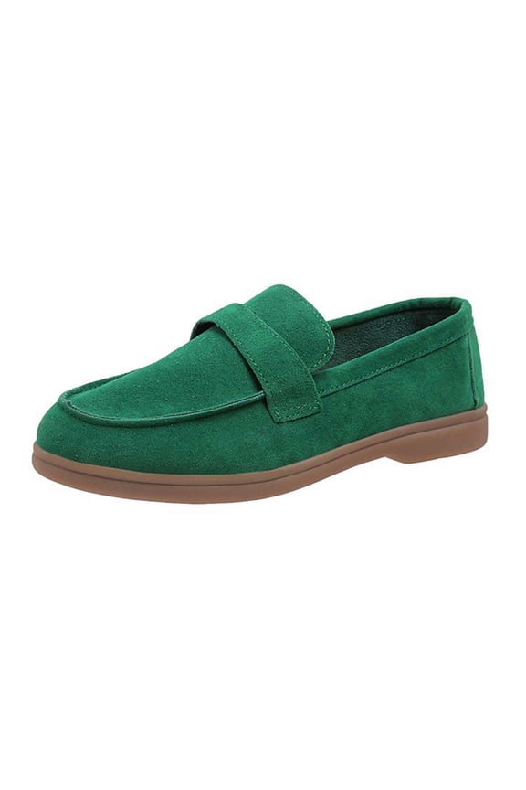 Women's Suede Leather Loafers Slip On Driving Shoes Comfortable Breathable Flat Shoes Driving Shoes Green 40